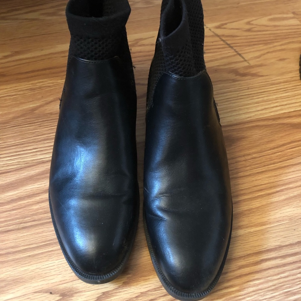 zara black leather sock boots